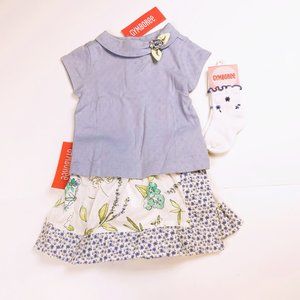 NWT Gymboree Girl Skirted Bloomer, Corsage Top & Matching Socks Size 2T